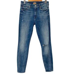MOTHER High Waisted Looker Jeans Womens 28 Blue Medium Wash Distressed Stretch